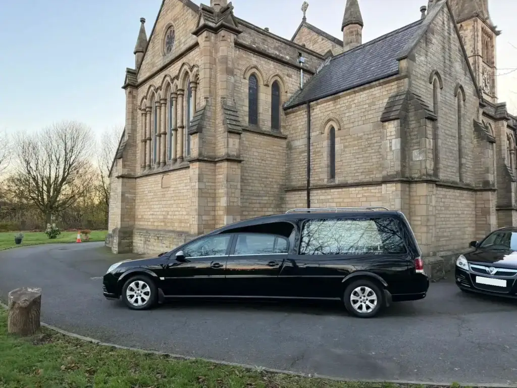 Hearse at St. Stephen's in Audenshaw, Tameside